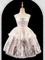 White Ballet Style Gothic Retro Halloween JSK Suspender Skirt White Ballet Style Gothic Retro Halloween JSK Suspender Skirt