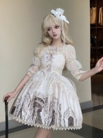 White Ballet Style Gothic Retro Halloween JSK Suspender Skirt White Ballet Style Gothic Retro Halloween JSK Suspender Skirt