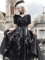 Sweet Gothic V-neck Ruffle Dress Lolita Dress Sweet Gothic V-neck Ruffle Dress Lolita Dress