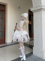 White Ballet Style Gothic Retro Halloween JSK Suspender Skirt White Ballet Style Gothic Retro Halloween JSK Suspender Skirt