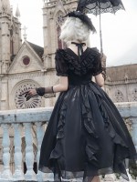 Sweet Gothic V-neck Ruffle Dress Lolita Dress Sweet Gothic V-neck Ruffle Dress Lolita Dress