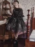 Lolita Gothic Girl Dead Leaf JSK Dark Wind Lolita Mesh Suspender Dress Lolita Gothic Girl Dead Leaf JSK Dark Wind Lolita Mesh Suspender Dress