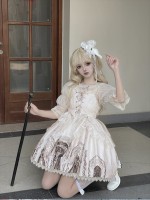 White Ballet Style Gothic Retro Halloween JSK Suspender Skirt White Ballet Style Gothic Retro Halloween JSK Suspender Skirt