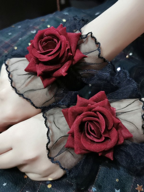 Burgundy Dark Gothic Lolita Lolita Lace Rose Sleeves Burgundy Dark Gothic Lolita Lolita Lace Rose Sleeves