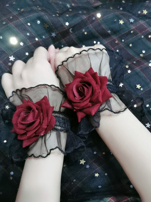Burgundy Dark Gothic Lolita Lolita Lace Rose Sleeves Burgundy Dark Gothic Lolita Lolita Lace Rose Sleeves