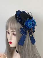 Lolita Small Hat Gothic Dark Wine Red Rose Retro Hair Accessories Lolita Small Hat Gothic Dark Wine Red Rose Retro Hair Accessories