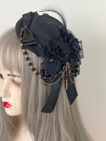 Lolita Small Hat Gothic Dark Wine Red Rose Retro Hair Accessories Lolita Small Hat Gothic Dark Wine Red Rose Retro Hair Accessories