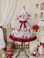 Strawberry Sweet Lolita Dress OP Cute Sweet Cake Skirt Strawberry Sweet Lolita Dress OP Cute Sweet Cake Skirt