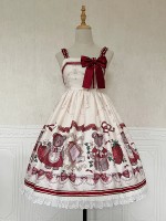 Sweet and cute Girl Bear Print JSK Suspender Skirt Sweet and cute Girl Bear Print JSK Suspender Skirt