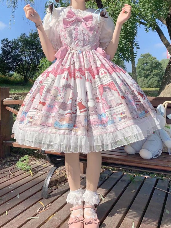 Pink Sweet Lolita Dress Dessert Doll JSK Suspender Dress Pink Sweet Lolita Dress Dessert Doll JSK Suspender Dress