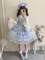 Sweet Blue Lolita Dress JSK Suspender Dress Tutu Skirt Sweet Blue Lolita Dress JSK Suspender Dress Tutu Skirt