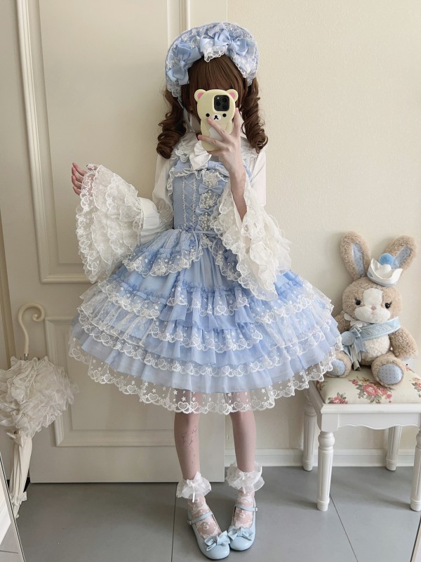 Sweet Blue Lolita Dress JSK Suspender Dress Tutu Skirt Sweet Blue Lolita Dress JSK Suspender Dress Tutu Skirt
