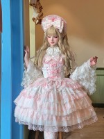 Sweet Pink White Lolita Dress JSK Suspender Dress Tutu Skirt Sweet Pink White Lolita Dress JSK Suspender Dress Tutu Skirt
