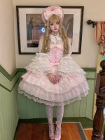 Sweet Pink White Lolita Dress JSK Suspender Dress Tutu Skirt Sweet Pink White Lolita Dress JSK Suspender Dress Tutu Skirt