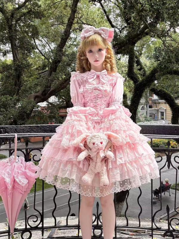 Sweet Pink Lolita Dress JSK Suspender Dress Tutu Skirt Sweet Pink Lolita Dress JSK Suspender Dress Tutu Skirt