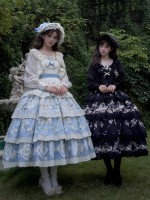 Black Sweet Pastoral Print Embroidery Four-section j Lolita JSK Suspender Dress Black Sweet Pastoral Print Embroidery Four-section j Lolita JSK Suspender Dress