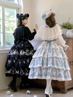 Black Sweet Pastoral Print Embroidery Four-section j Lolita JSK Suspender Dress Black Sweet Pastoral Print Embroidery Four-section j Lolita JSK Suspender Dress