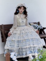 Sweet Pastoral Print Embroidery Four-section j Lolita JSK Suspender Dress Sweet Pastoral Print Embroidery Four-section j Lolita JSK Suspender Dress