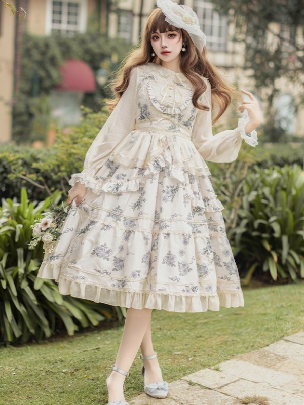 Sweet and Elegant Printed Lolita JSK Suspender Dress Sweet and Elegant Printed Lolita JSK Suspender Dress