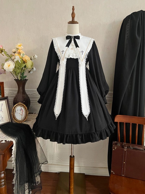 Halloween Gothic Dark Classic Elegant Nun Lolita Dress Halloween Gothic Dark Classic Elegant Nun Lolita Dress