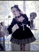 Halloween Gothic Dark Thick Velvet Fake Two-piece OP Lolita Dress Halloween Gothic Dark Thick Velvet Fake Two-piece OP Lolita Dress