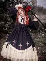 Gothic Starry Night Cross Embroidery Dress Dark Lolita Dress Gothic Starry Night Cross Embroidery Dress Dark Lolita Dress