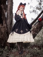 Gothic Starry Night Cross Embroidery Dress Dark Lolita Dress Gothic Starry Night Cross Embroidery Dress Dark Lolita Dress