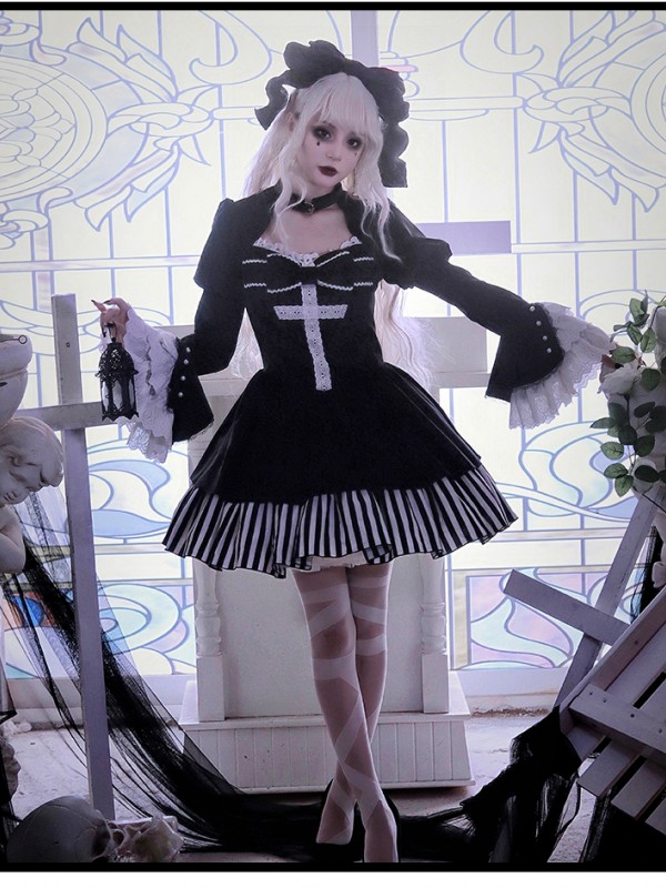 Halloween Gothic Dark Thick Velvet Fake Two-piece OP Lolita Dress Halloween Gothic Dark Thick Velvet Fake Two-piece OP Lolita Dress