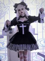 Halloween Gothic Dark Thick Velvet Fake Two-piece OP Lolita Dress Halloween Gothic Dark Thick Velvet Fake Two-piece OP Lolita Dress