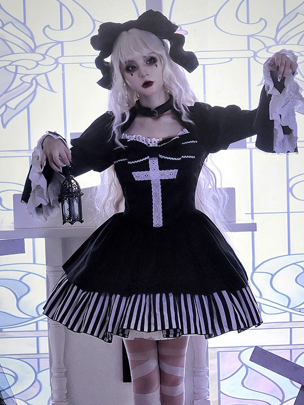 Halloween Gothic Dark Thick Velvet Fake Two-piece OP Lolita Dress Halloween Gothic Dark Thick Velvet Fake Two-piece OP Lolita Dress