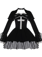Halloween Gothic Dark Thick Velvet Fake Two-piece OP Lolita Dress Halloween Gothic Dark Thick Velvet Fake Two-piece OP Lolita Dress