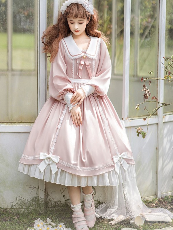 Sweet Floating Moon Love Letter Lolita Dress Bunny Ears Princess Long Sleeve OP Dress Sweet Floating Moon Love Letter Lolita Dress Bunny Ears Princess Long Sleeve OP Dress