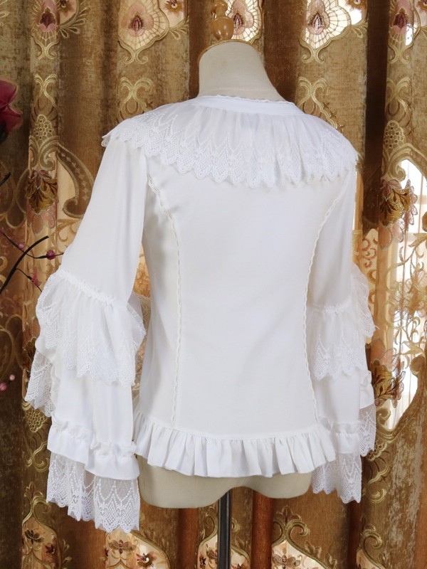 Huanyu Youji Lolita Bride Shirt Lace Sleeve Round Neck Shirt Blouse Huanyu Youji Lolita Bride Shirt Lace Sleeve Round Neck Shirt Blouse