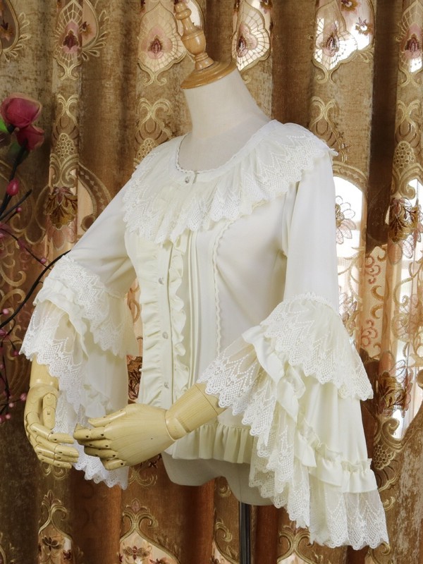 Huanyu Youji Lolita Bride Shirt Lace Sleeve Round Neck Shirt Blouse Huanyu Youji Lolita Bride Shirt Lace Sleeve Round Neck Shirt Blouse