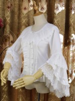 Huanyu Youji Lolita Bride Shirt Lace Sleeve Round Neck Shirt Blouse Huanyu Youji Lolita Bride Shirt Lace Sleeve Round Neck Shirt Blouse