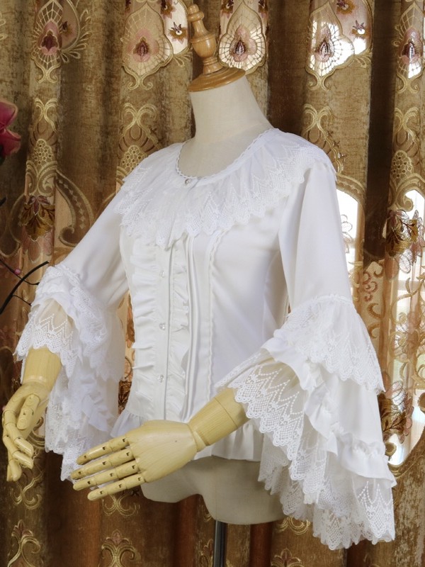 Huanyu Youji Lolita Bride Shirt Lace Sleeve Round Neck Shirt Blouse Huanyu Youji Lolita Bride Shirt Lace Sleeve Round Neck Shirt Blouse