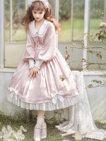 Sweet Floating Moon Love Letter Lolita Dress Bunny Ears Princess Long Sleeve OP Dress Sweet Floating Moon Love Letter Lolita Dress Bunny Ears Princess Long Sleeve OP Dress