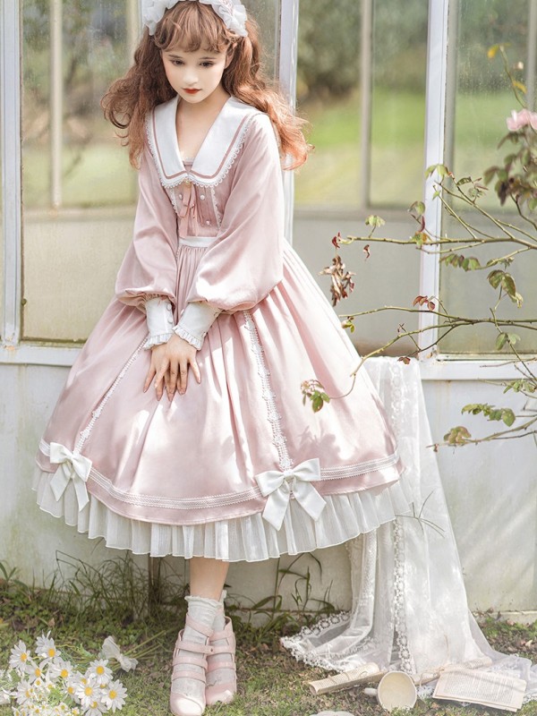 Sweet Floating Moon Love Letter Lolita Dress Bunny Ears Princess Long Sleeve OP Dress Sweet Floating Moon Love Letter Lolita Dress Bunny Ears Princess Long Sleeve OP Dress