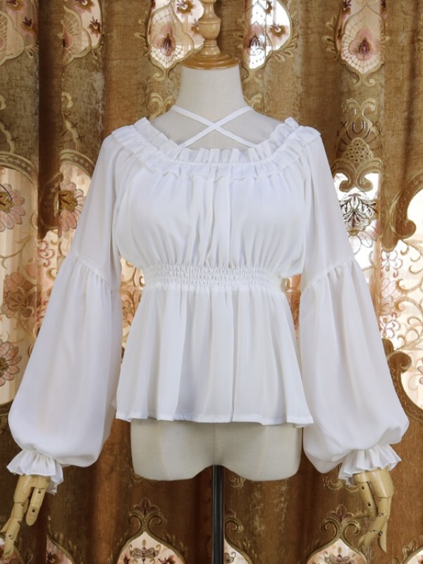 Lolita Lantern Sleeves Long sleeves Round Neck Blouse Lolita Lantern Sleeves Long sleeves Round Neck Blouse