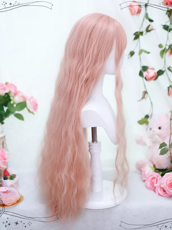 Pink Lolita Long Curly Hair Cute Soft Girl JK Long Hair Pink Lolita Long Curly Hair Cute Soft Girl JK Long Hair