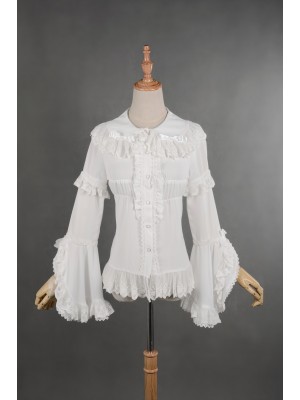 Madeline Detachable Trumpet Sleeve Chiffon Blouse