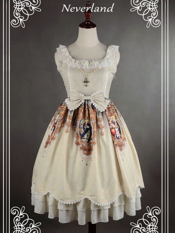 Sweet Vintage Lolita Madonna Cross Round Neck Jumperskirt suspender Dress Sweet Vintage Lolita Madonna Cross Round Neck Jumperskirt suspender Dress