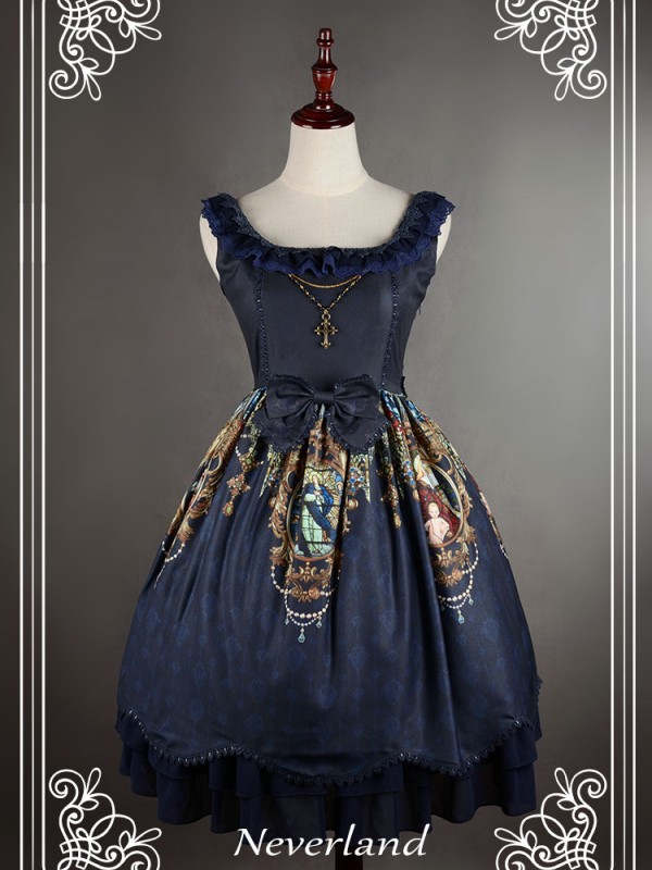 Sweet Vintage Lolita Madonna Cross Round Neck Jumperskirt suspender Dress Sweet Vintage Lolita Madonna Cross Round Neck Jumperskirt suspender Dress