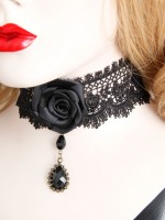 Man-made Diamond Pendant Vintage Lace Rose Choker