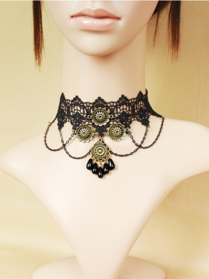 Man-made Peal Pendant Vintage Lace Choker