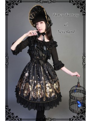 Vintage Prints Mermaid Song Ruffle Sleeve Lolita Jumperskirt