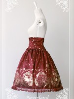 Gold Vintage Print Mermaid Song High-waisted Lolita Fishbone Skirt