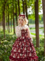 INFANTA * Miss Rabbit Dance Song * Mid Open JSK Printed Elegant Mid length Skirt INFANTA * Miss Rabbit Dance Song * Mid Open JSK Printed Elegant Mid length Skirt