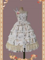 INFANTA * Miss Rabbit Dance Song * Mid Open JSK Printed Elegant Mid length Skirt
