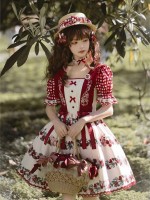 【Midsummer Orchard】~lolita Onepiece~Cherry Bunny Printed Skirt~Summer model 【Midsummer Orchard】~lolita Onepiece~Cherry Bunny Printed Skirt~Summer model